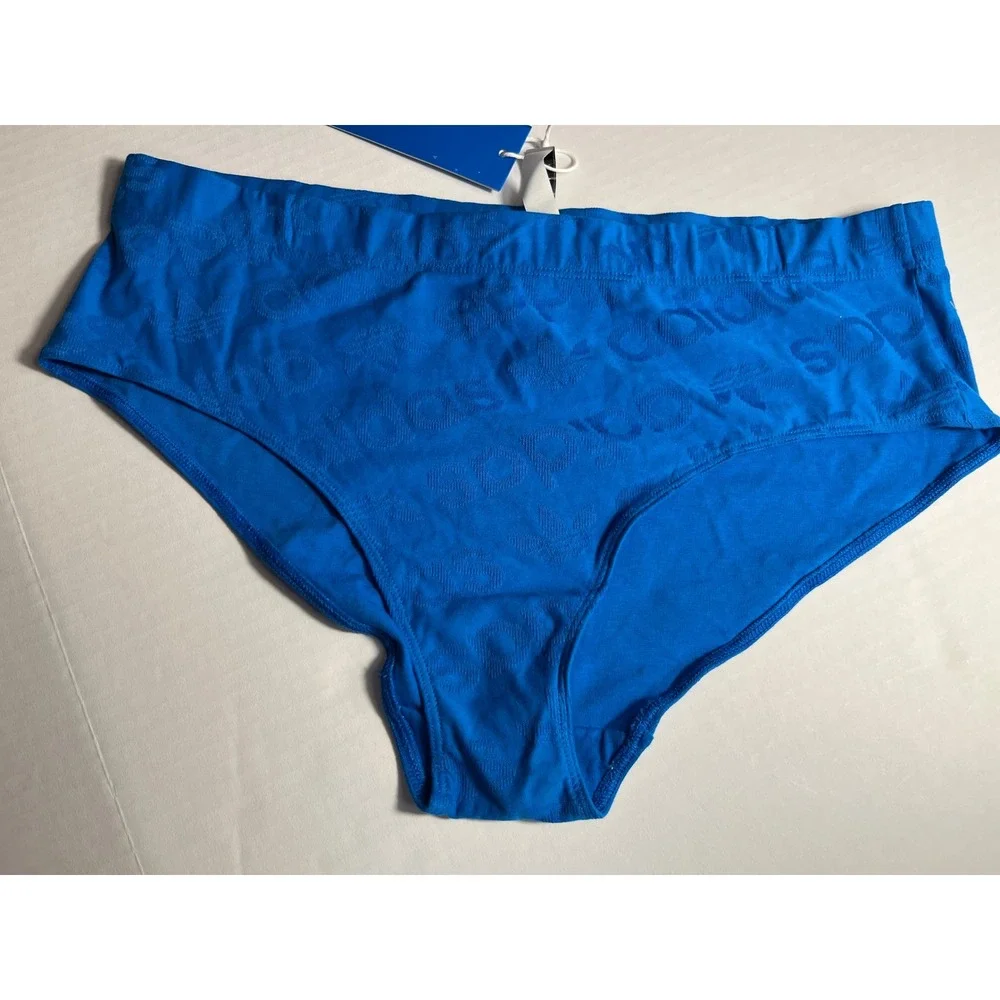 Adidas Woman's Terrot Hipster Panties Flex Cotton Blue Logo‎ Size 2XL XXL